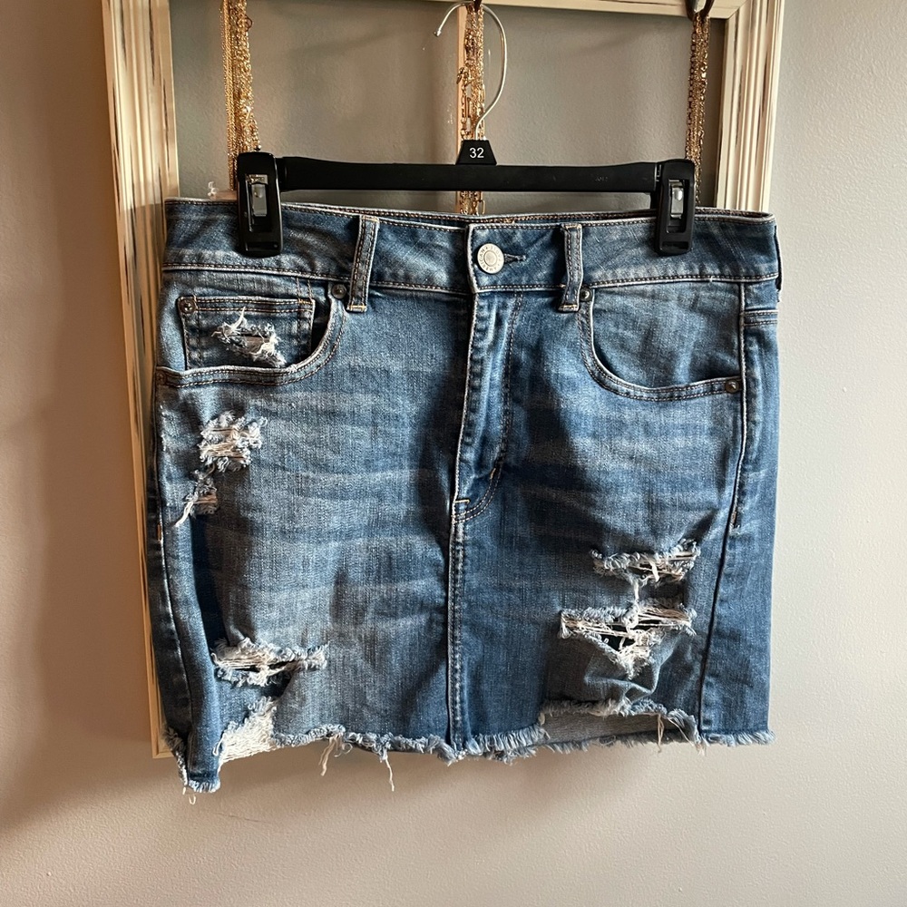 American Eagle High Rise Mini Jean Skirt